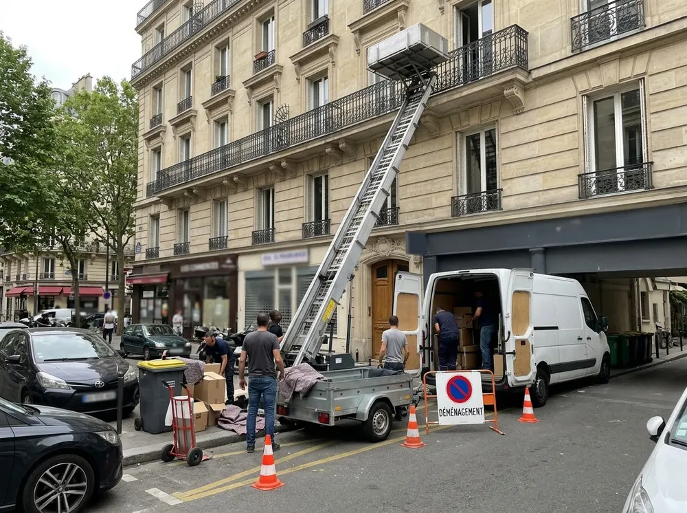 Monte-meubles déployé sur des places neutralisées.